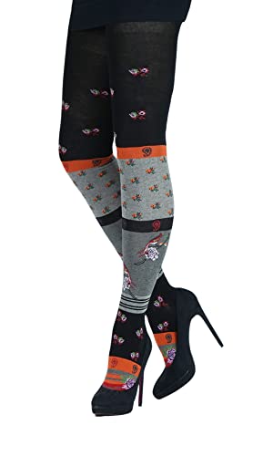 CRÖNERT Strumpfhose kleine Vögel und Blüten schwarz 72811 Gr. 40/42 von CRÖNERT