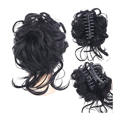 Haarknoten, unordentlicher, lockiger Haarknoten, Haargummis, Verlängerung, 1 Stück, lockiges, gewelltes synthetisches Dutt-Haarteil, Krallenclip, Haarknoten, Chignon, for Frauen und Mädchen, Chignon-H von CROKZ