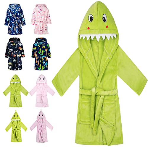 CROOUTN Bademantel Dinosaurier Kinder mit Kapuze für Jungen Mädchen Bademäntel Morgenmantel kuschelig warmen und weichen Pyjamas Kleinkind Coral Fleece Hoodie Roben 8-9 Jahre von CROOUTN