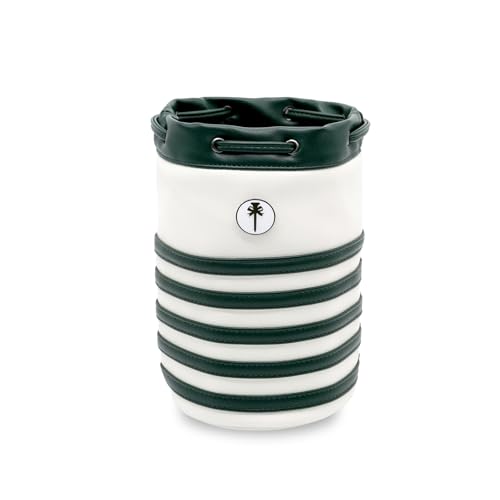 CROWNBLANKS PINKTEE Golf Wertsachen-Tasche, Golfbag Leder Pouch, Eimer-Taillendesign mit abnehmbarem magnetischem Ballmarker für Männer und Frauen(Grün) von CROWNBLANKS