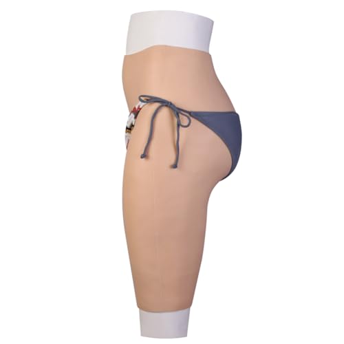 CRRCLSY Silikon Fake Butt Höschen 5-Punkt-Befestigung Realistische Hüftprothese für Drag Queens, Transvestiten und Sissy Diskretes Urinieren möglich Wiederverwendbar (Größe M, Elfenbein Weiß) von CRRCLSY