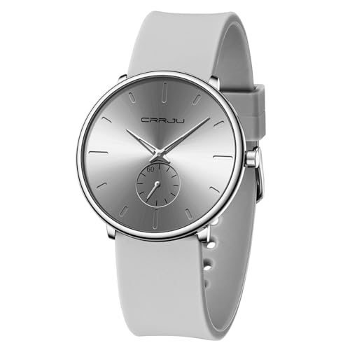 CRRJU Herren Uhren Silikon Armband Ultra Dünne Wasserdichtes Männer Uhr Minimalistische Armbanduhr Herren Sportuhr ﻿ von CRRJU