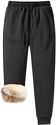 CRRTYL Herren Winter Warm Fleece Jogginghose Sherpa Gefüttert Sweatpants Pant, Winter Warm Sportliche Jogginghosen Mit Innenfleece Outdoor Freizeithosen Schlupfhosen Herren Laufhosen von CRRTYL