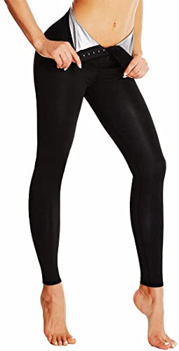 Damen Schlankheitshose Mitte Hohe Taille Workout Thermo Body Shaper Frauen Sauna Sweat Leggings (Color : Pants 1, Size : L) von CRRTYL