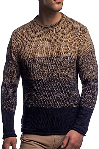 Karl's People Herren Strickpullover Langarm Rundhalspullover K-113 (L, Camel) von Karl´s People