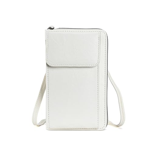 CRSUSUKJ Crossbody Tasche, Brieftasche Damen Umhängetasche, Handytasche zum Umhängen, PU Leder Damen Umhängetasche, Leder Viele Fächer Handy Schultertasche, Handytasche Geldbörse für Frauen.(weiß) von CRSUSUKJ