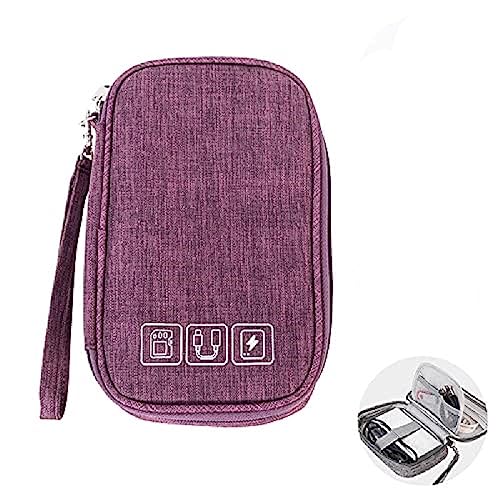 CRSUSUKJ Kabel Organizer Tasche,Mini Elektronik Case,Elektronische Tasche Organizer universal travel Kabel Elektronik Zubehör Tasche Reise Organizer Case für Kabel,Festplatten,Multifunktional (lila) von CRSUSUKJ