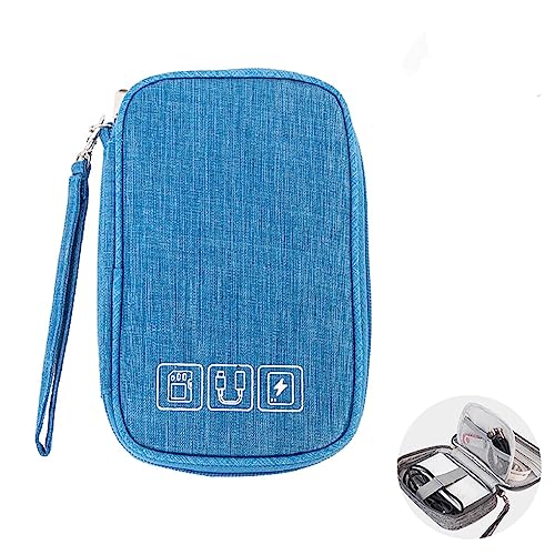 CRSUSUKJ Kabel Organizer Tasche,Mini Elektronik Case,Elektronische Tasche Organizer universal travel Kabel Elektronik Zubehör Tasche Reise Organizer Case für Kabel,Festplatten,Multifunktional (blau) von CRSUSUKJ