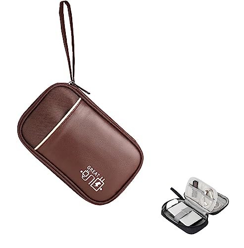 CRSUSUKJ Klein Kabel Organizer Tasche,Mini Elektronik Case,Elektronische Tasche Organizer universal travel Kabel Elektronik Zubehör Tasche Reise Organizer Case für Kabel,Multifunktional (Braun) von CRSUSUKJ