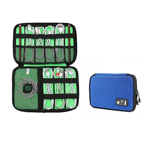 Kabeltasche Organizer,Kompakt Elektronik Kabel Organizer Tasche,Wasserdicht Kabel Tasche,Elektronik Case Anti-Fall,Reise Kabelorganisation Tasche,für Handy Ladekabel USB Sticks SD Karten. (Dunkelblau) von CRSUSUKJ