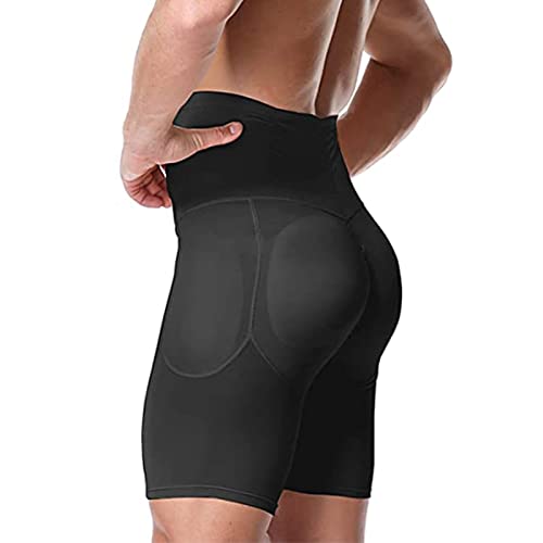 Herren Push Up Boxer Gepolsterte Retroshorts Unterhose mit Po- und Hüft-Polster Figurformende Unterhose (Color : Black, Size : L) von CRTTRS