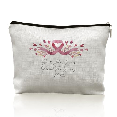 CRULTY Brustkrebs-Geschenke für Frauen, Make-up-Tasche, Brustkrebs-Überlebende, Geschenkideen, Kosmetiktaschen, Geschenke für Brustkrebspatienten, Brustkrebs-Bewusstseinszubehör von CRULTY