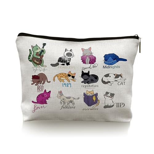 CRULTY Katzen-Make-up-Tasche für Damen, Katzen-Kosmetiktasche, Katzenliebhaber-Geschenke für Frauen, Katzengeschenke für Katzenliebhaber, Katzenmutter, Geschenk für Frauen, Katzen-Dame Geschenke für von CRULTY
