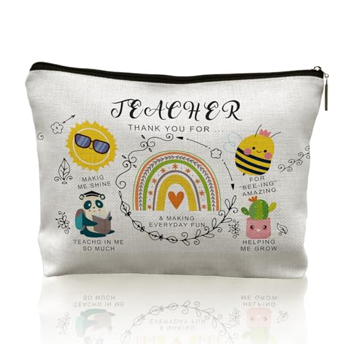 CRULTY Make-up-Tasche für Lehrer, Lehrer-Kosmetiktasche, Geschenk für Frauen, Dankeschön, Lehrer-Geschenke, Make-up-Tasche, Lehrer-Reißverschlusstasche, Lehrer-Tasche von CRULTY
