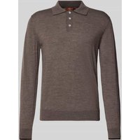 CRUNA Strickpolo mit Kentkragen in Taupe, Größe 50 von CRUNA