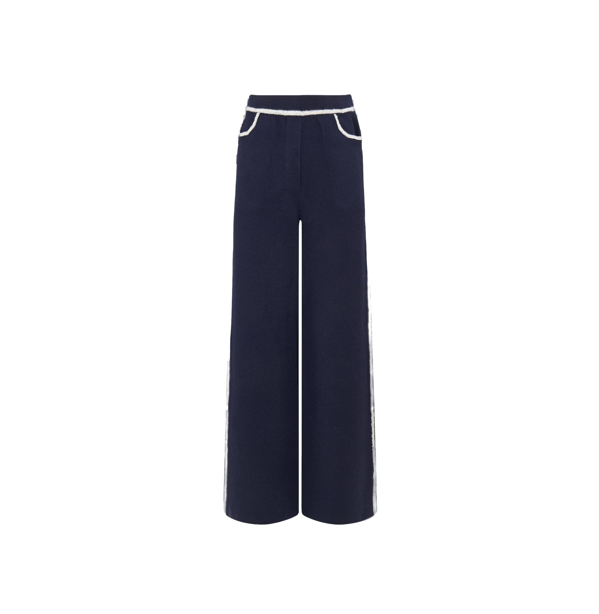 BOUCLÉ AND WOOL PANELLED WIDE-LEG PANTS - Blue - M - CRUSH Collection - Wide leg pants von CRUSH Collection