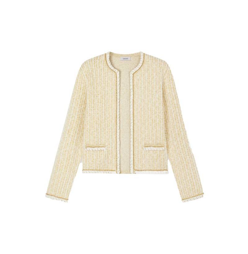 CRUSH Collection | BOUCLÉ JACQUARD CLASSIC JACKET | Women's Yellow Jackets von CRUSH Collection
