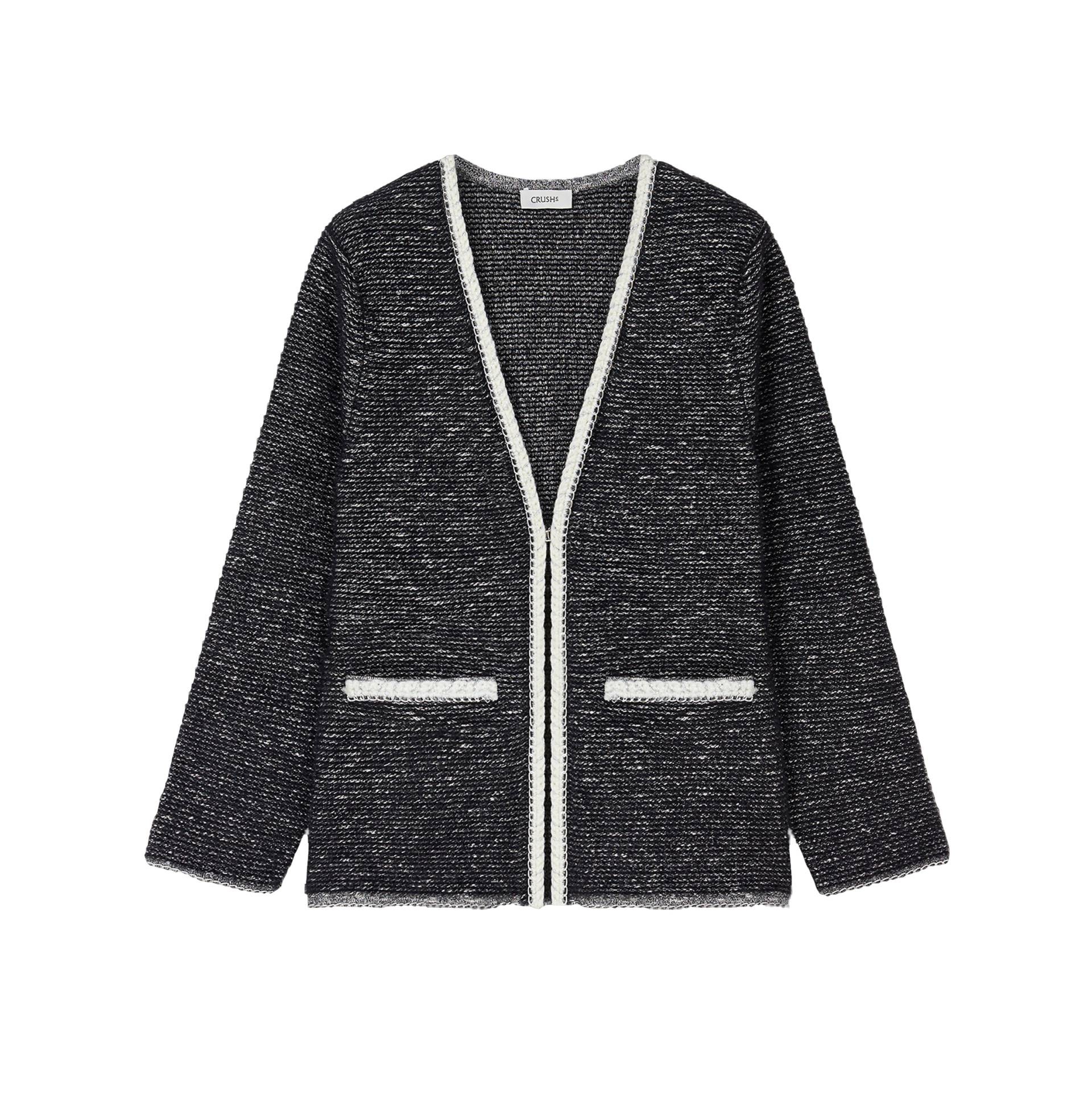 BOUCLÉ JACQUARD LONG JACKET - Black - M - CRUSH Collection - Jackets von CRUSH Collection