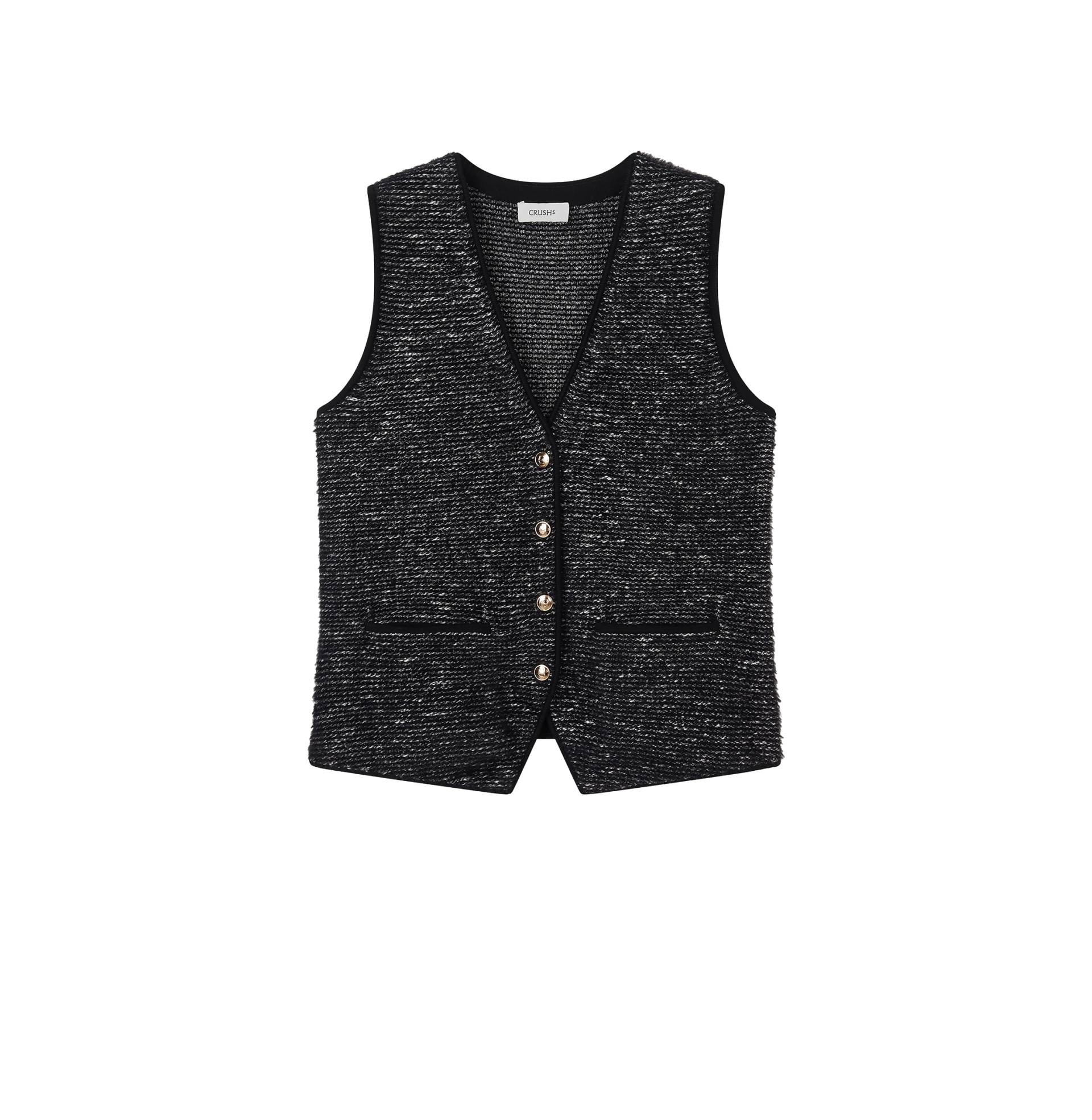 BOUCLÉ JACQUARD WAISTCOAT - Black - M - CRUSH Collection - Vests BOUCLÉ JACQUARD WAISTCOAT - Black - M - CRUSH Collection - Vests von CRUSH Collection