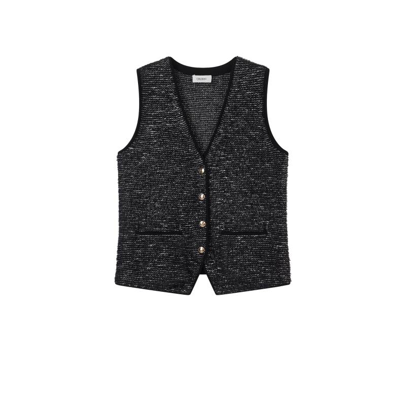 CRUSH Collection | BOUCLÉ JACQUARD WAISTCOAT | Women's Slate Black Vests von CRUSH Collection