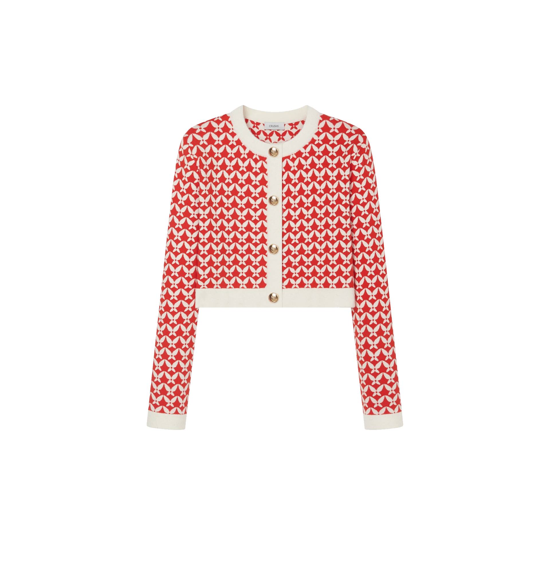 BUTTERFLY JACQUARD SHORT CARDIGAN - Yellow - XS - CRUSH Collection - Cardigans BUTTERFLY JACQUARD SHORT CARDIGAN - Yellow - XS - CRUSH Collection - Cardigans von CRUSH Collection