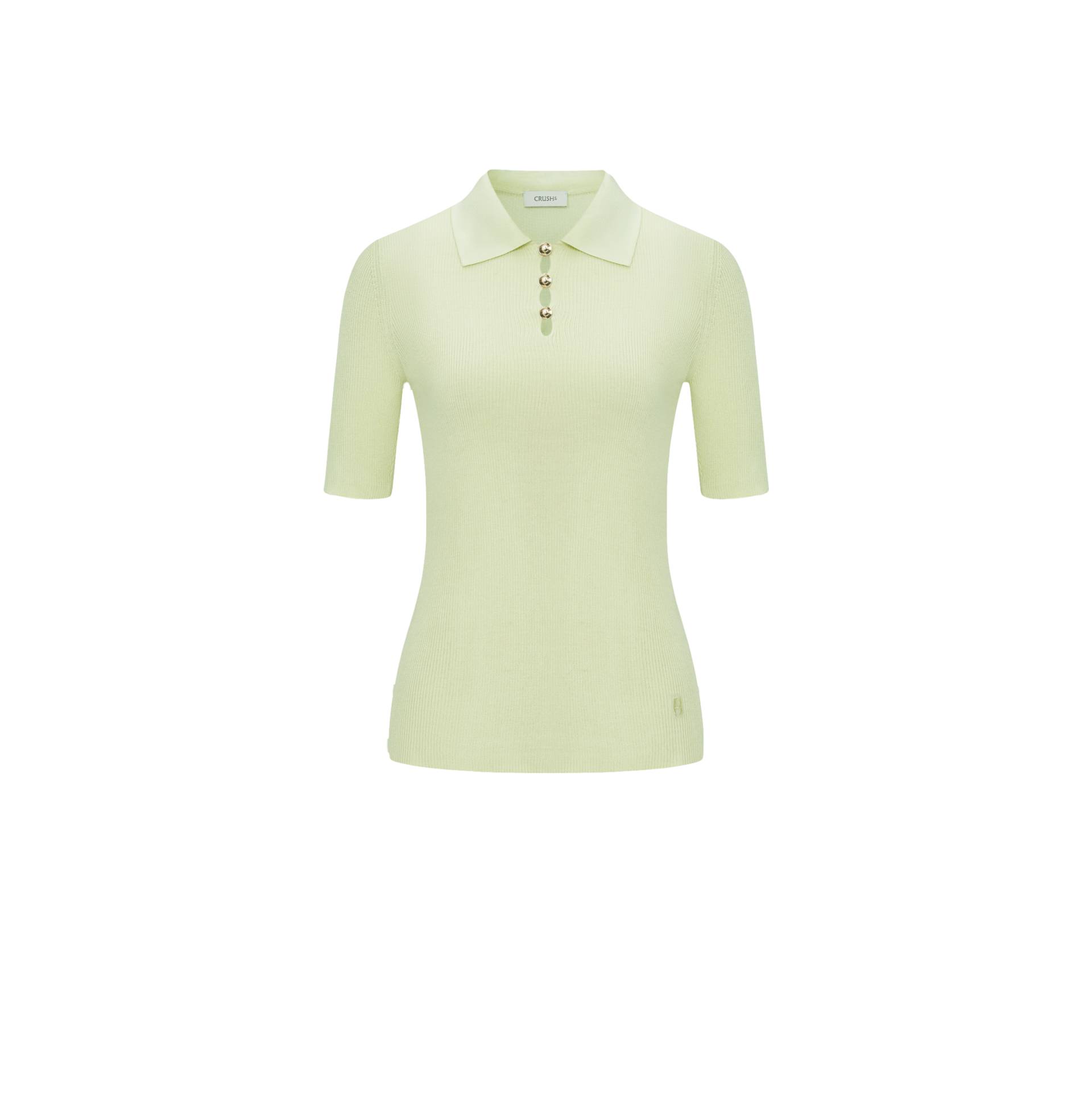 BUTTON-EMBELLISHED SILK LAPEL POLO SHIRT - Green - M - CRUSH Collection - Tops BUTTON-EMBELLISHED SILK LAPEL POLO SHIRT - Green - M - CRUSH Collection - Tops von CRUSH Collection