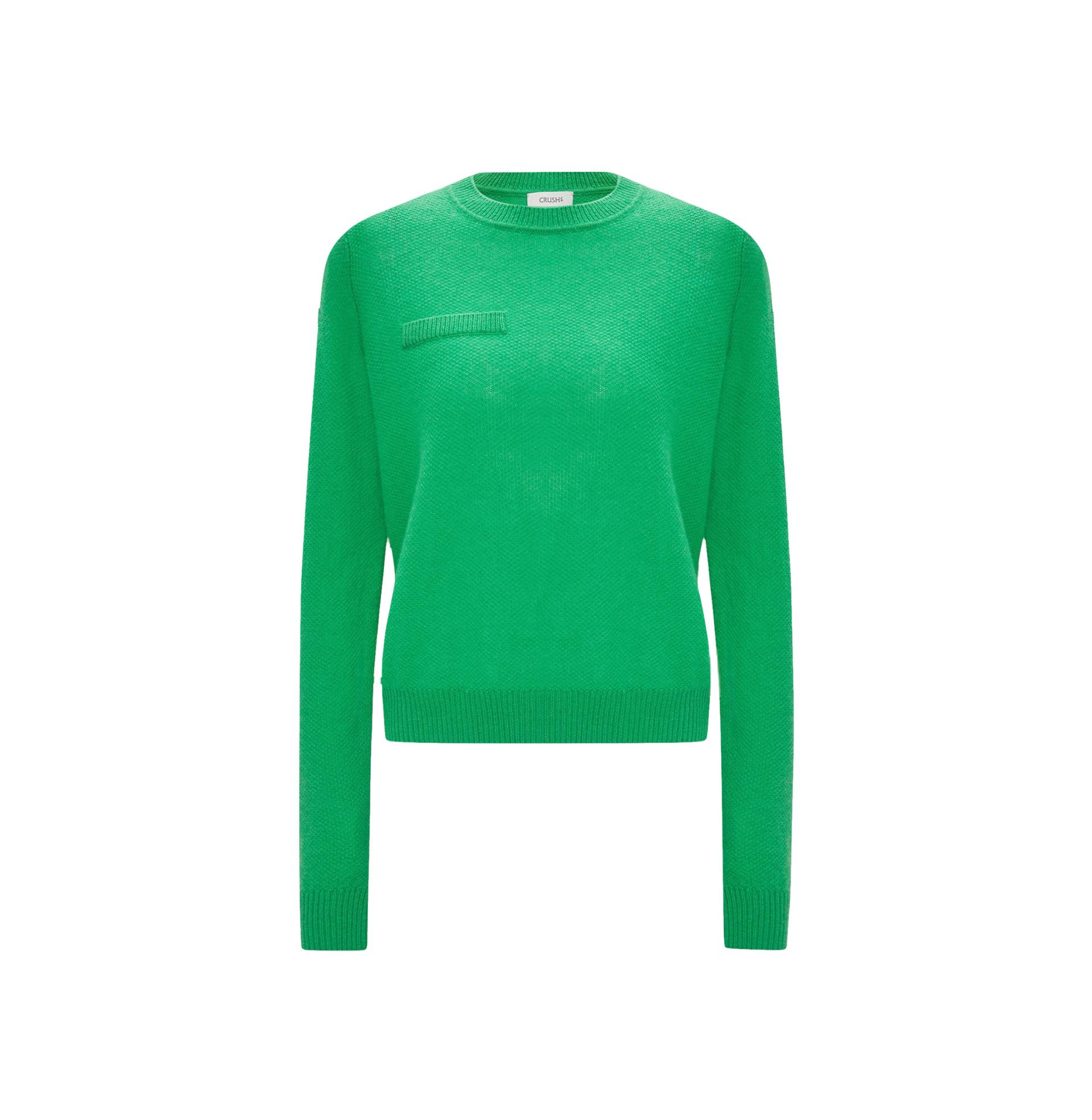 CASHMERE OSMANTHUS PATTERN CREW NECK TOP - Green - S - CRUSH Collection - Knitwear CASHMERE OSMANTHUS PATTERN CREW NECK TOP - Green - S - CRUSH Collection - Knitwear von CRUSH Collection