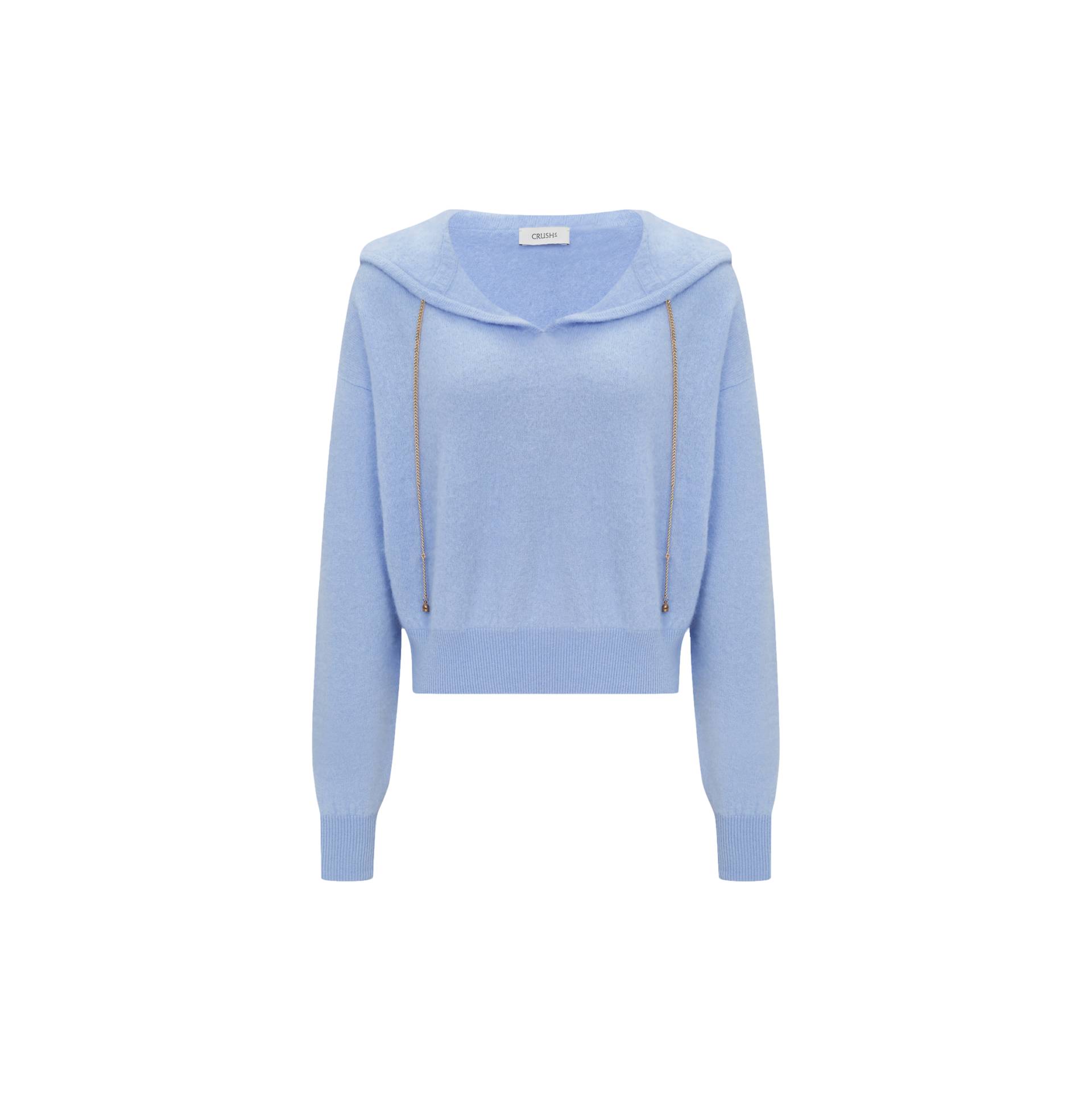 CHAIN DETAILED FLUFFY CASHMERE HOODIE von CRUSH Collection