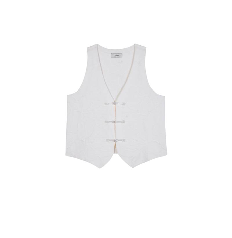 CHINESE STYLE FLORAL TEXTURED WAISTCOAT - White - M - CRUSH Collection - Vests von CRUSH Collection