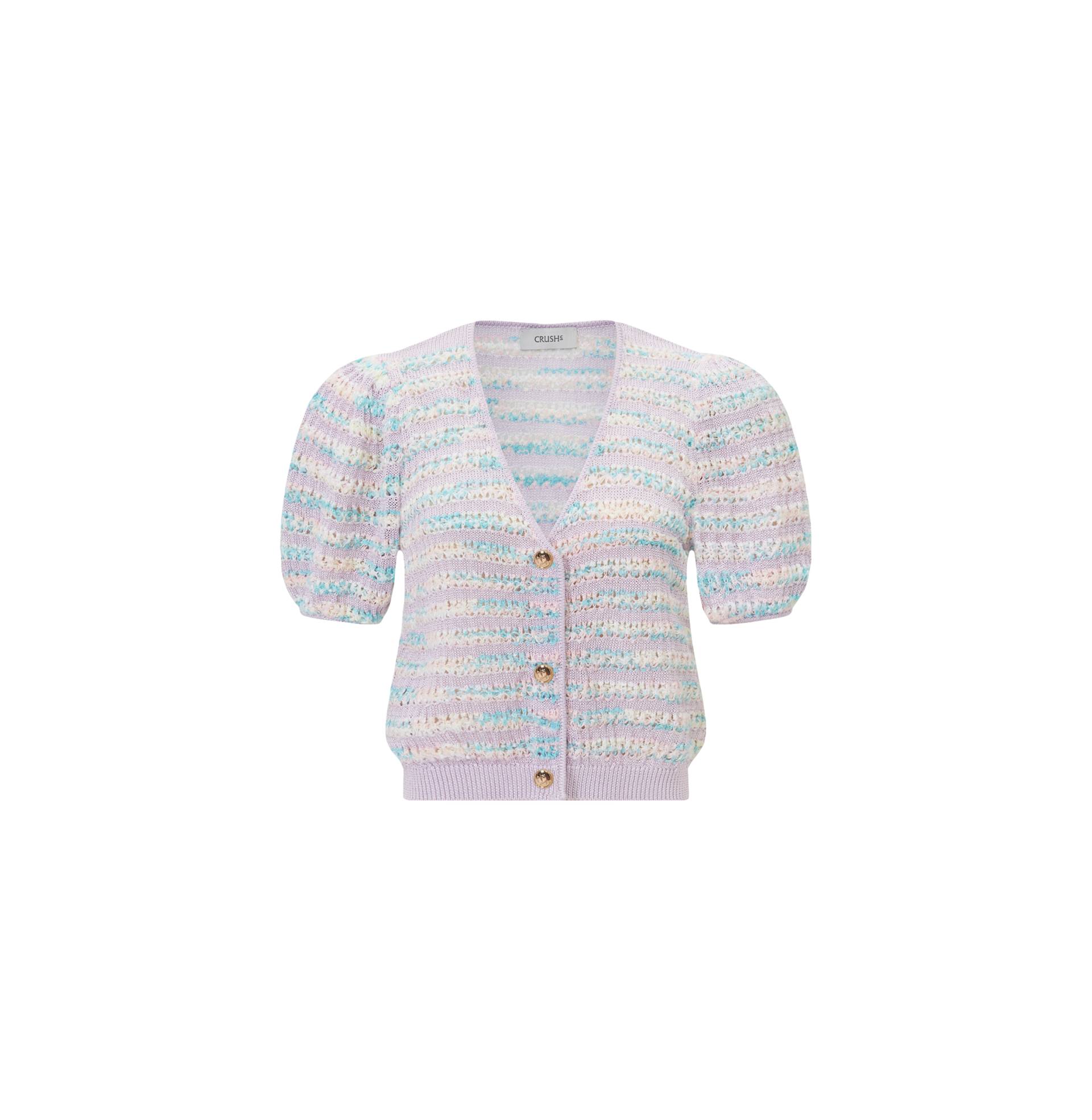 COLORFUL STRIPED PUFF-SLEEVED CARDIGAN von CRUSH Collection