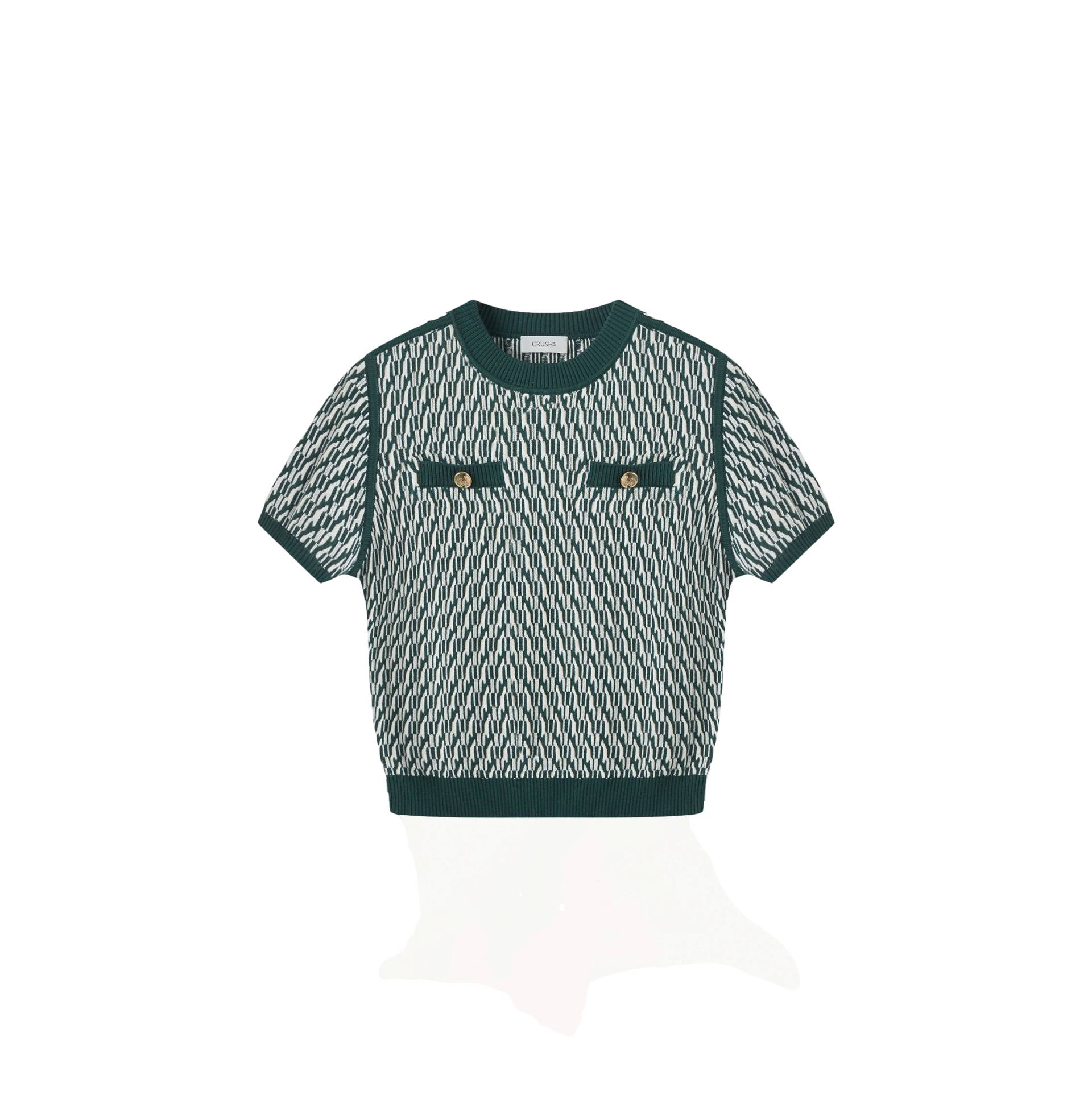 COTTON AND CASHMERE TWO-TONE SHORT-SLEEVED BLOUSE - Green - L - CRUSH Collection - Tops COTTON AND CASHMERE TWO-TONE SHORT-SLEEVED BLOUSE - Green - L - CRUSH Collection - Tops von CRUSH Collection