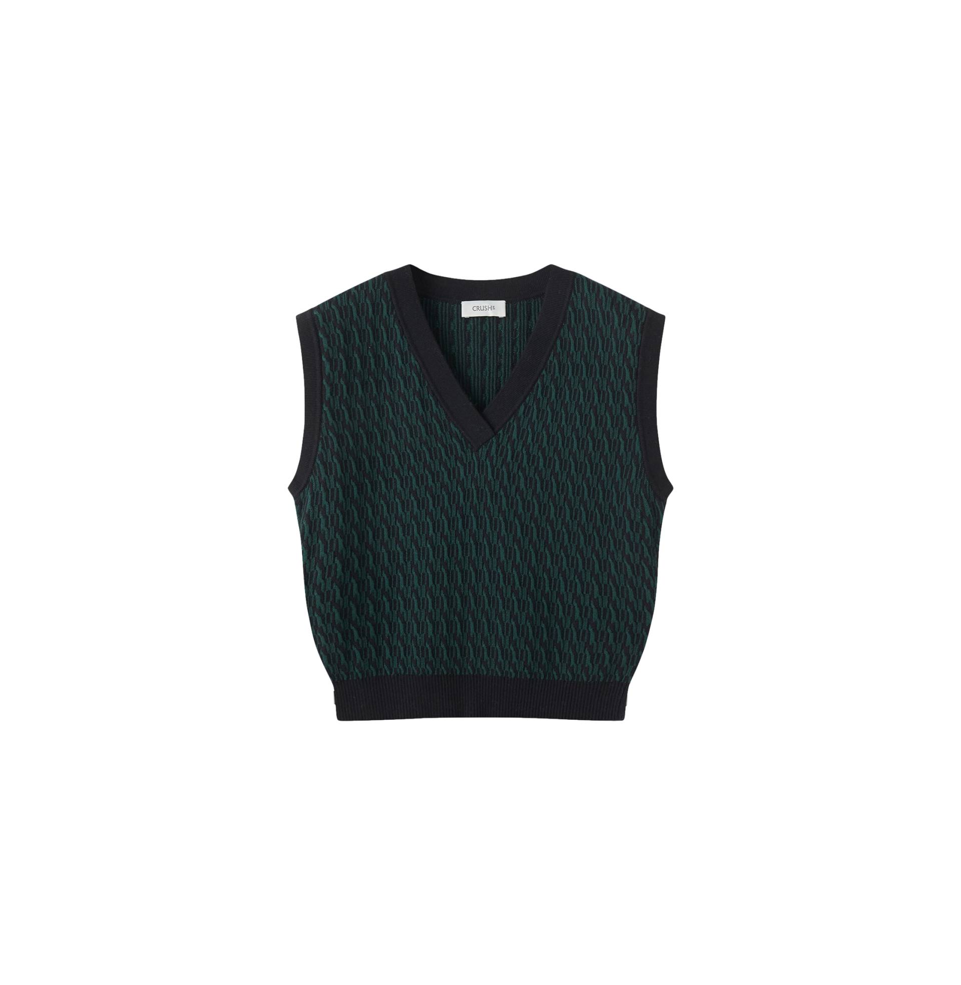 COTTON AND CASHMERE TWO-TONE V-NECK VEST - Green - M - CRUSH Collection - Vests COTTON AND CASHMERE TWO-TONE V-NECK VEST - Green - M - CRUSH Collection - Vests von CRUSH Collection