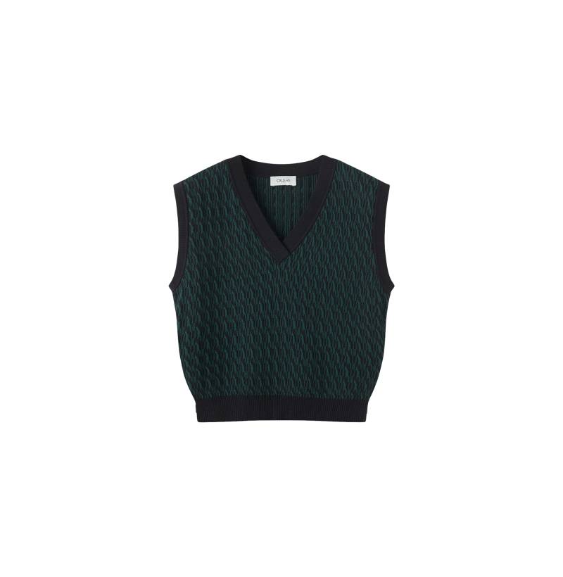 CRUSH Collection | COTTON AND CASHMERE TWO-TONE V-NECK VEST | Women's Sea Green Vests von CRUSH Collection