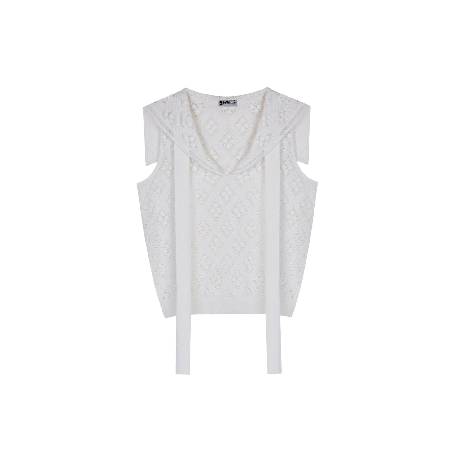 DIAMOND POINTELLE SAILOR COLLAR TANK TOP - White - M - CRUSH Collection - Tops DIAMOND POINTELLE SAILOR COLLAR TANK TOP - White - M - CRUSH Collection - Tops von CRUSH Collection