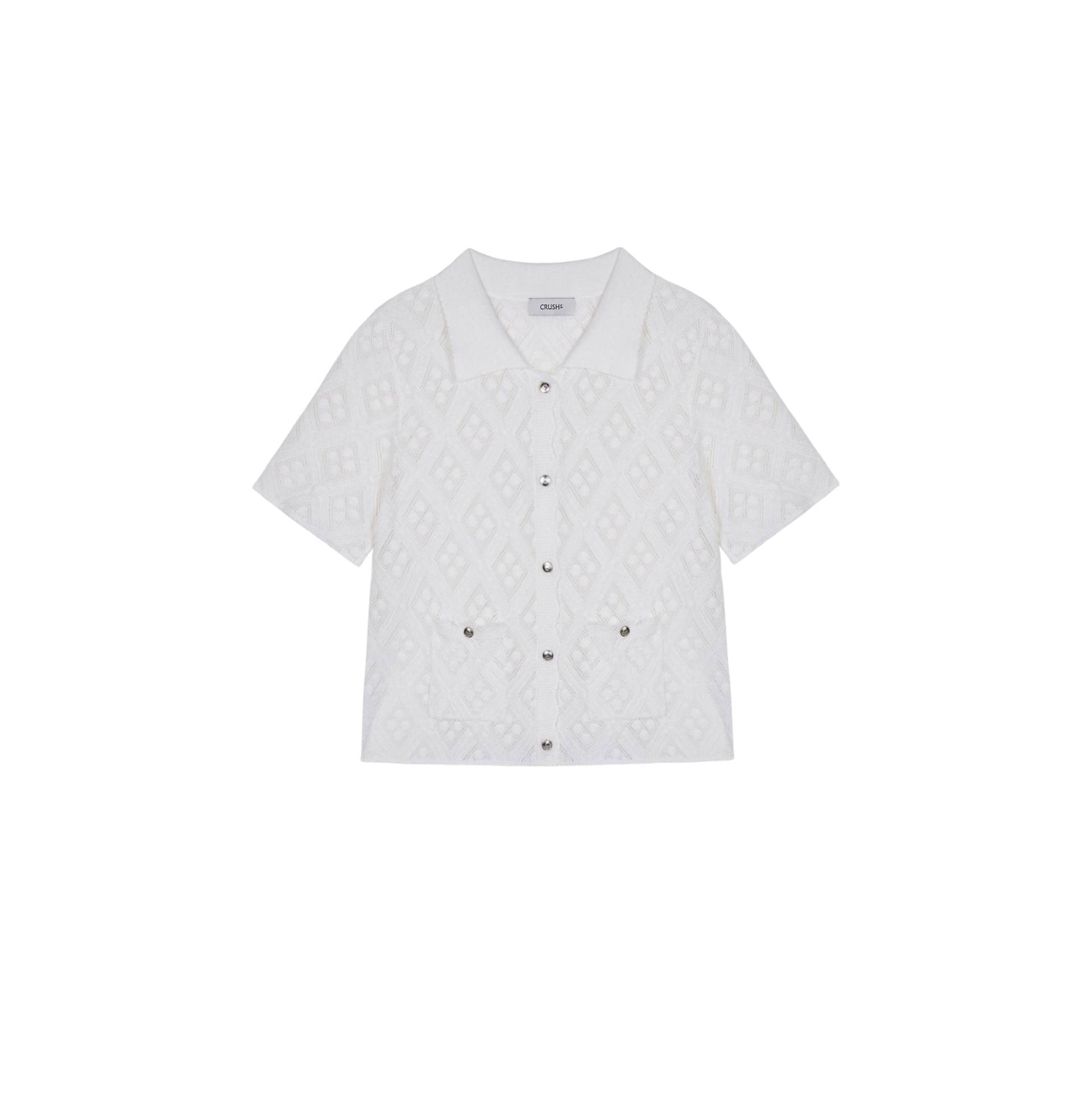 DIAMOND POINTELLE SHIRT - White - XS - CRUSH Collection - Shirts DIAMOND POINTELLE SHIRT - White - XS - CRUSH Collection - Shirts von CRUSH Collection