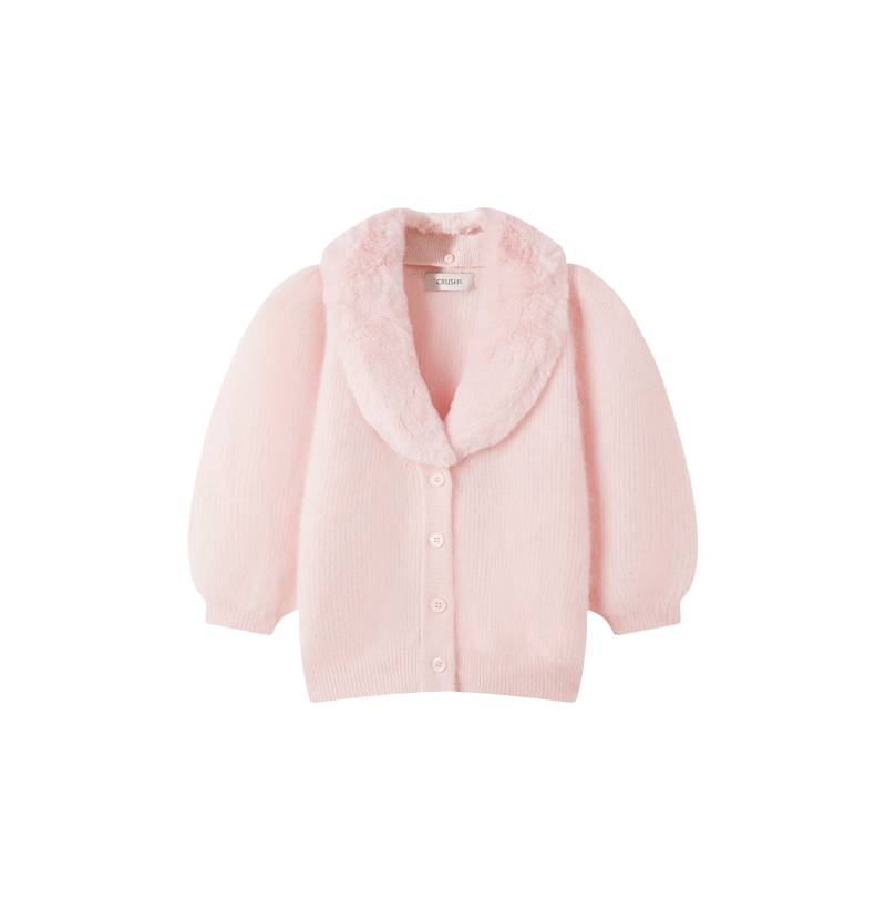 CRUSH Collection | FLUFFY BALLOON-SLEEVED CASHMERE CARDIGAN WITH FAUX FUR COLLAR | Women's Cardigans von CRUSH Collection