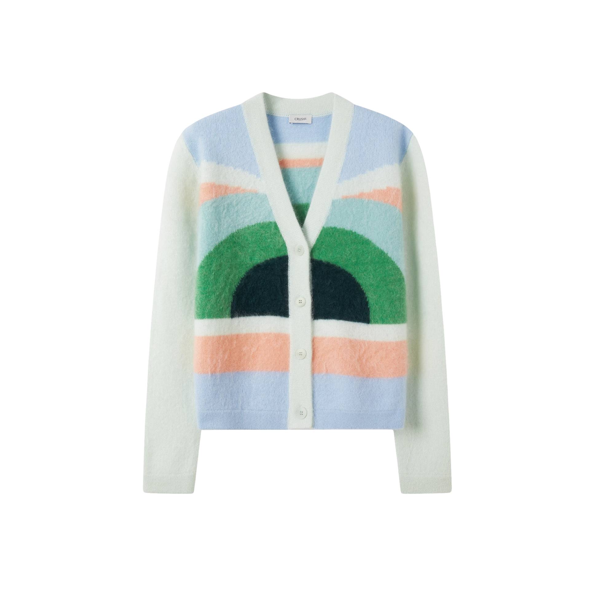 FLUFFY RAINBOW CASHMERE CARDIGAN - Multi color - XS - CRUSH Collection - Cardigans von CRUSH Collection