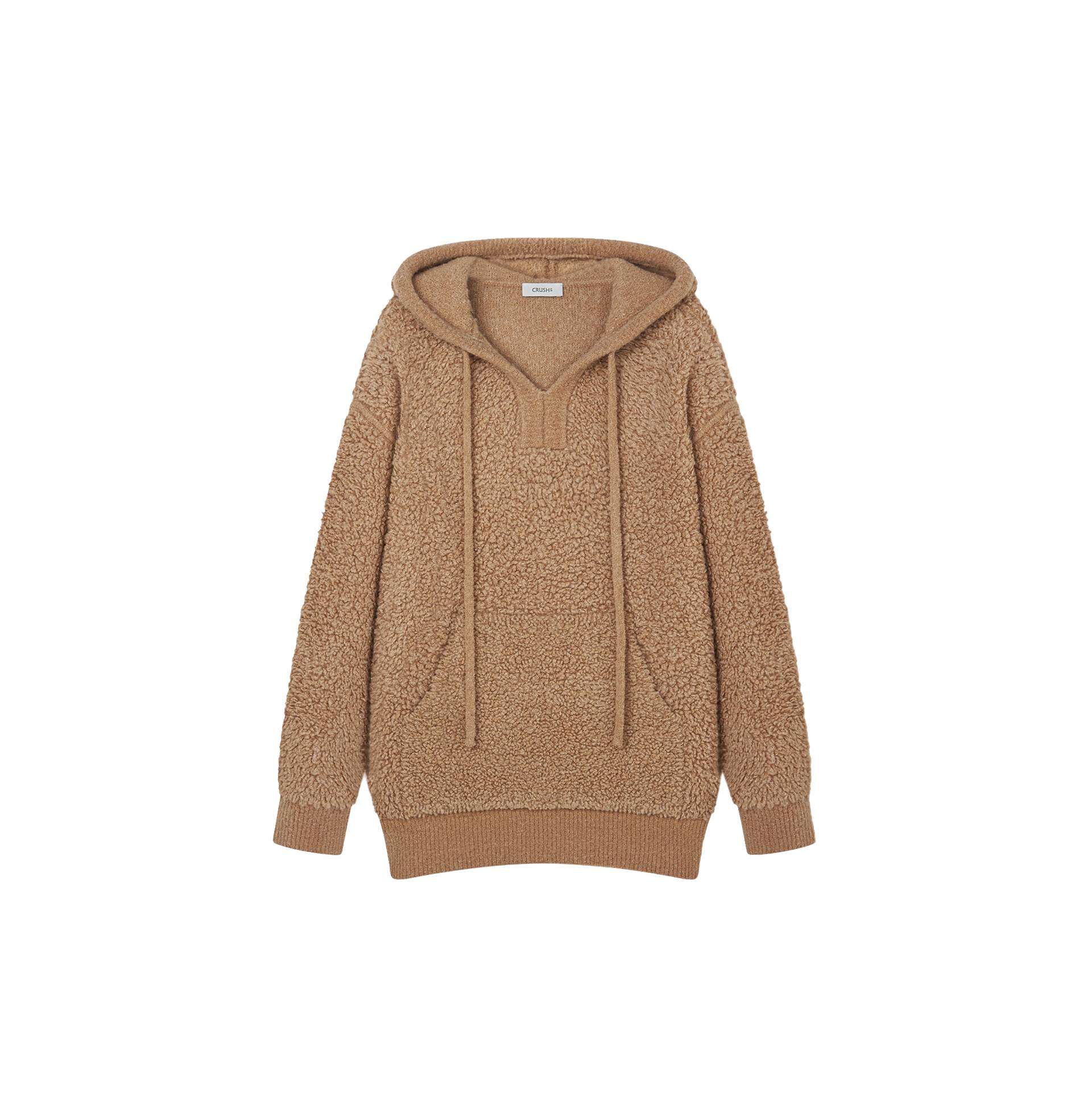 HOODED TEDDY BOUCLÉ CASUAL SWEATSHIRT - Beige - M - CRUSH Collection - Sweatshirts von CRUSH Collection