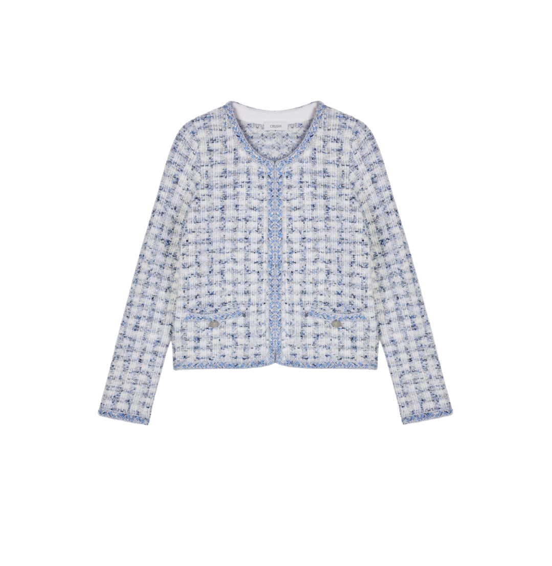 HOUNDSTOOTH CREWNECK JACKET - Blue - L - CRUSH Collection - Jackets von CRUSH Collection