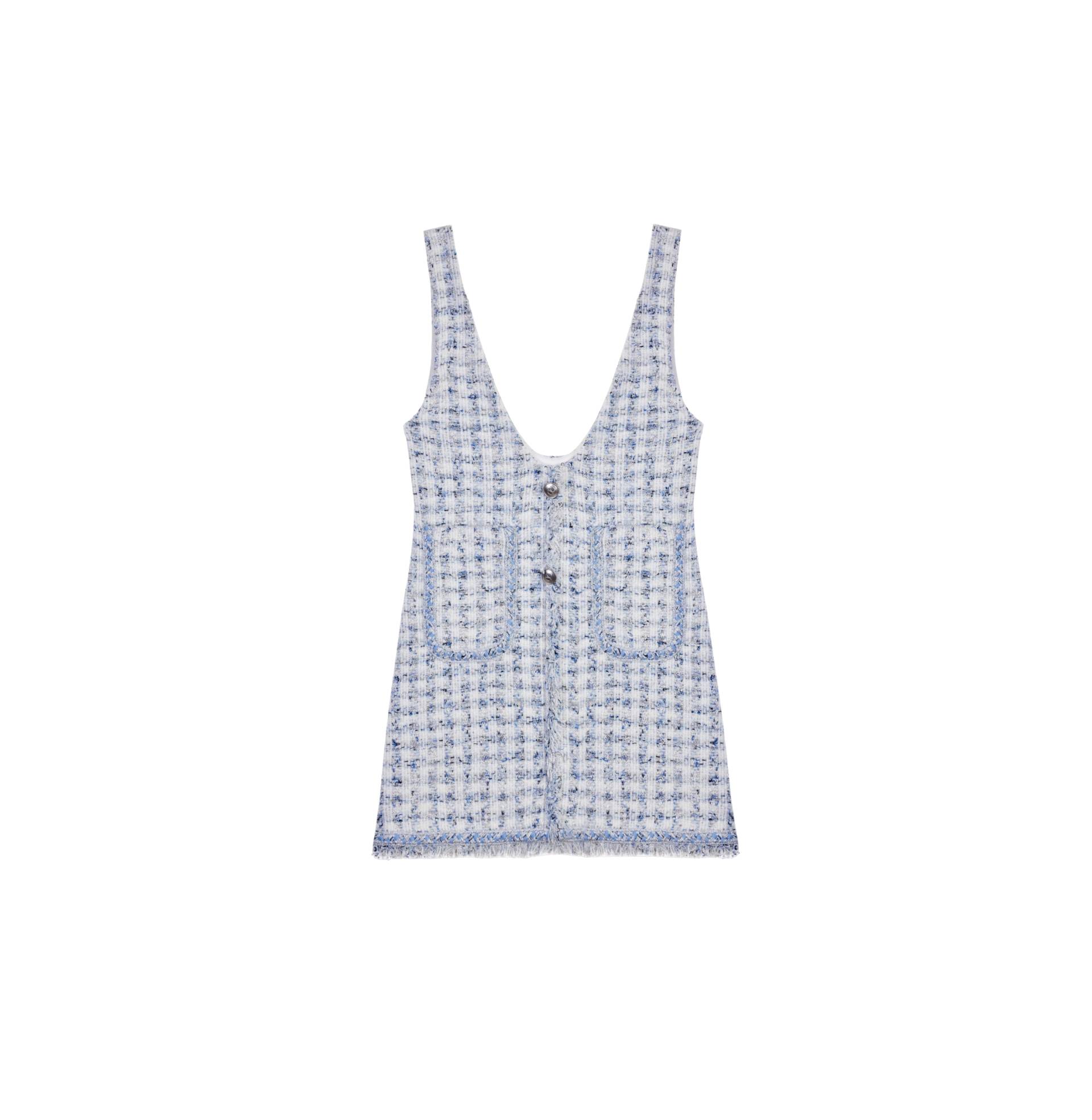 HOUNDSTOOTH VEST DRESS - Blue - M - CRUSH Collection - Mini dresses von CRUSH Collection