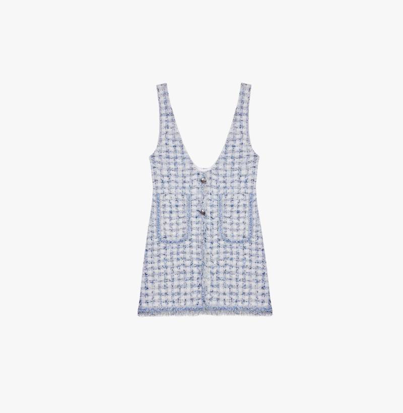 HOUNDSTOOTH VEST DRESS - Blue - XS - CRUSH Collection - Mini dresses von CRUSH Collection