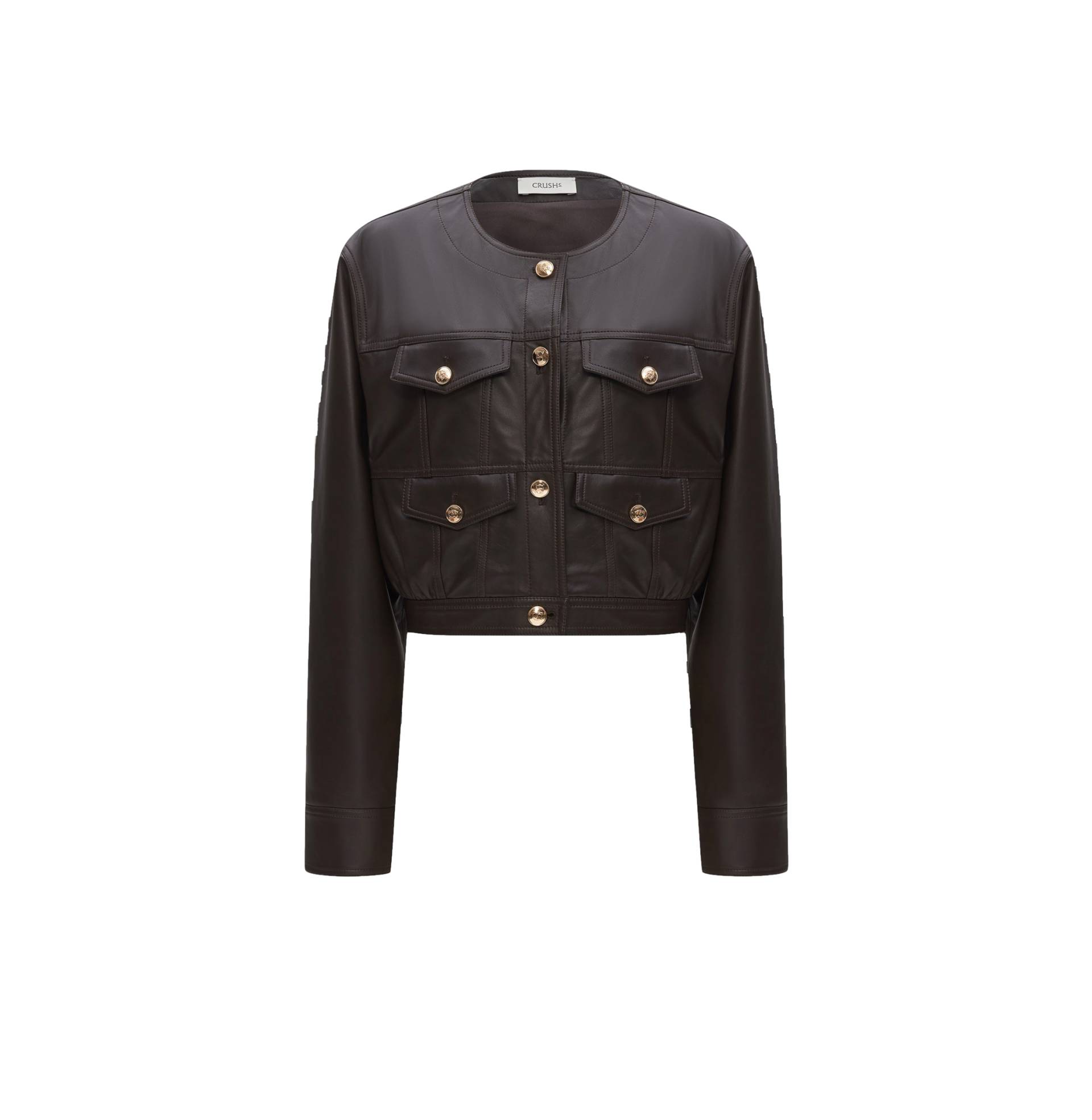 LAMBSKIN LEATHER PLEATED SHORT JACKET von CRUSH Collection