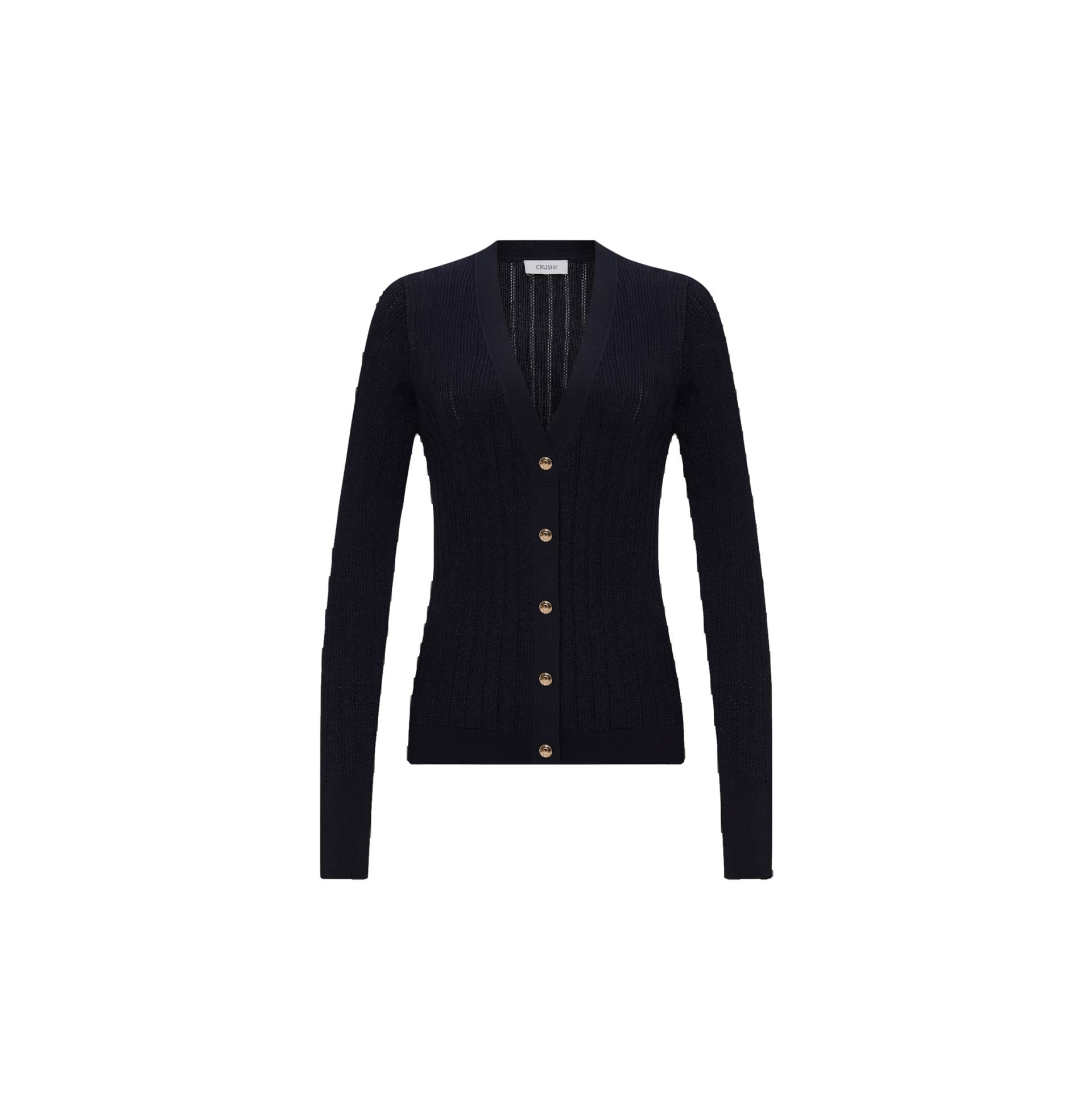 METALLIC BUTTON-EMBELLISHED LONG CARDIGAN - Black - S - CRUSH Collection - Cardigans METALLIC BUTTON-EMBELLISHED LONG CARDIGAN - Black - S - CRUSH Collection - Cardigans von CRUSH Collection