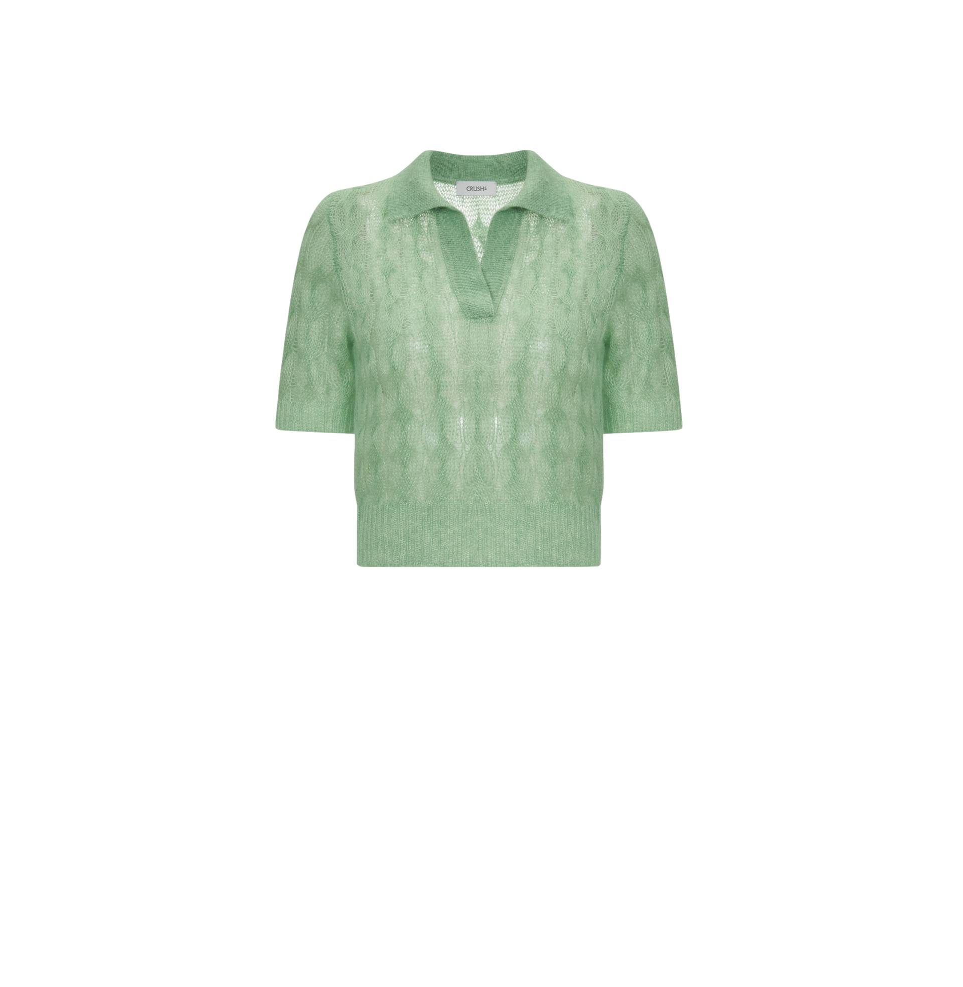 SHEER MOHAIR SHORT SLEEVE POLO SHIRT - White - S - CRUSH Collection - Knitwear SHEER MOHAIR SHORT SLEEVE POLO SHIRT - White - S - CRUSH Collection - Knitwear von CRUSH Collection