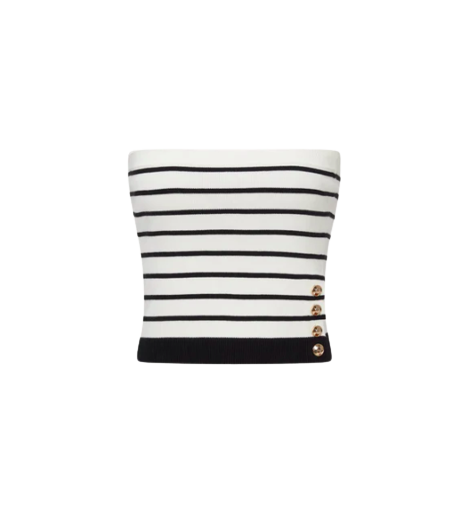Striped Button-embellished Tube Top von CRUSH Collection