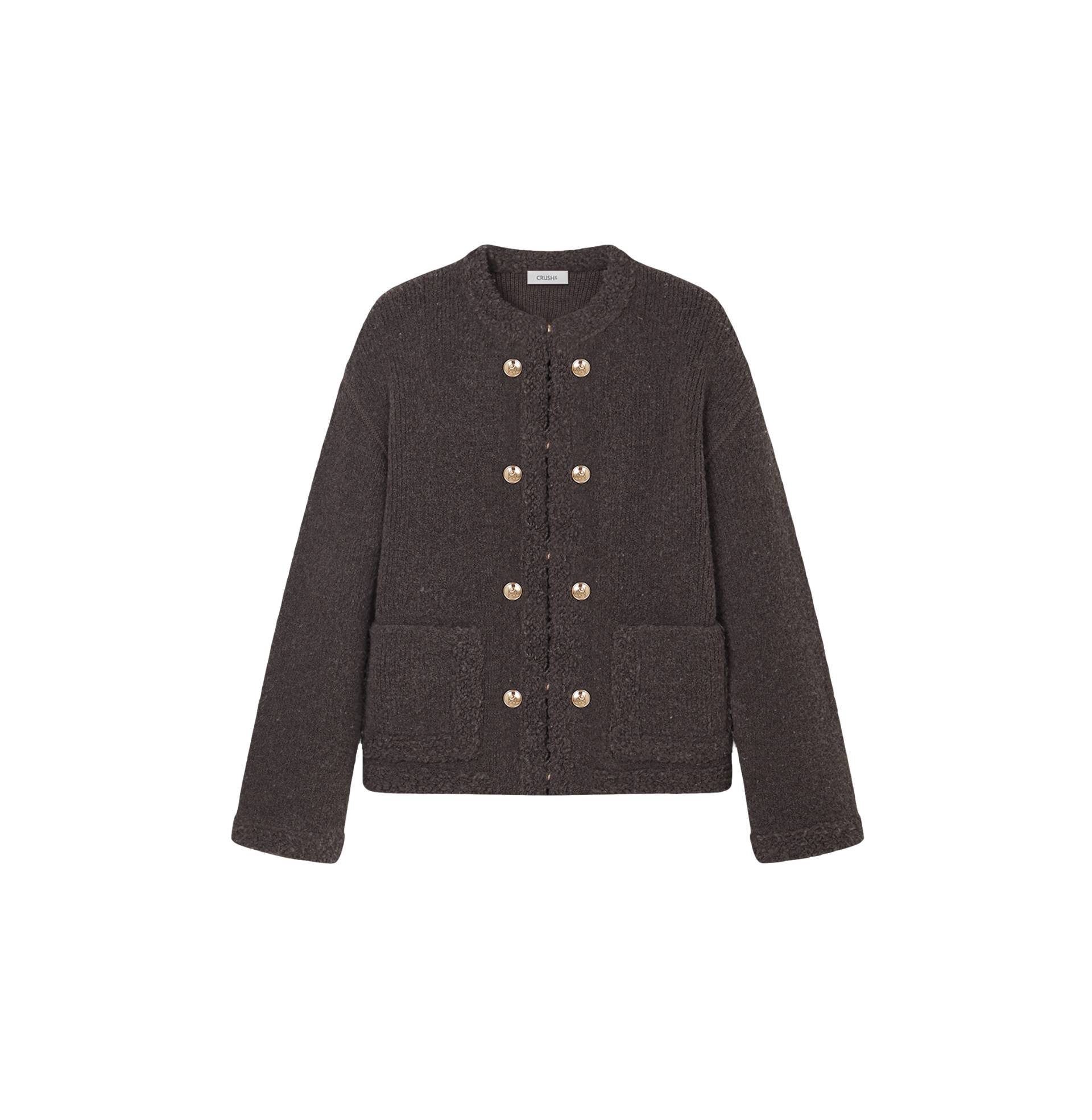 TEDDY BOUCLÉ MANDARIN JACKET - Beige - S - CRUSH Collection - Jackets von CRUSH Collection