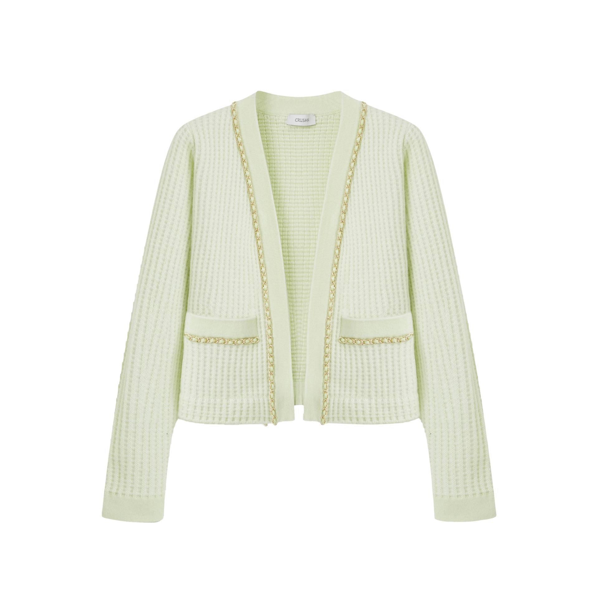 WAFFLE KNIT CASHMERE CARDIGAN - Green - XS - CRUSH Collection - Cardigans von CRUSH Collection