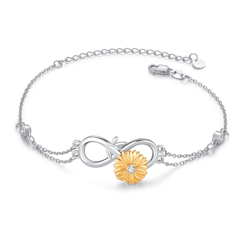 CRWENG Infinity Urn Armband für Frauen 925 Sterling Silber Sonnenblume Urn Armband für Asche Keepsake Gedenkschmuck Geschenke für Frauen und Mädchen von CRWENG