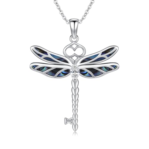 CRWENG Libelle Halskette für Frauen S925 Sterling Silber Libelle Anhänger Halskette Inlaid Abalone Shell Libelle Schmuck Geschenk für Frau CRWENG Libelle Halskette für Frauen S925 Sterling Silber Libelle Anhänger Halskette Inlaid Abalone Shell Libelle Schmuck Geschenk für Frau von CRWENG