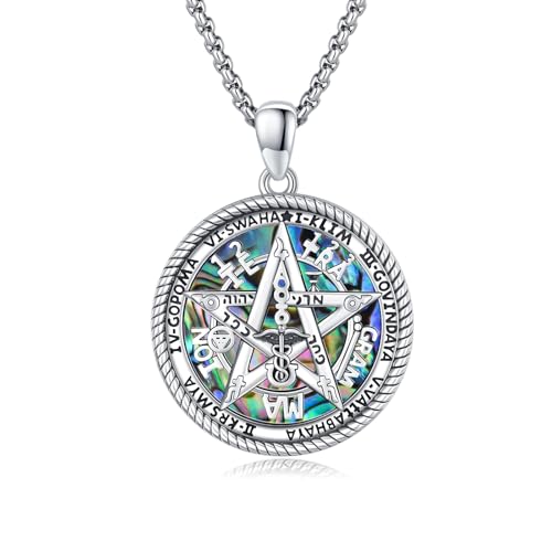 CRWENG Pentagramm Halsketten für Frauen 925 Sterling Silber Pentagramm Abalone Halskette Davidstern Anhänger Amulett Schmuck Unisex von CRWENG